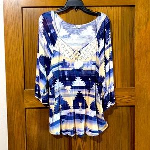 Beautiful blue Aztec top
